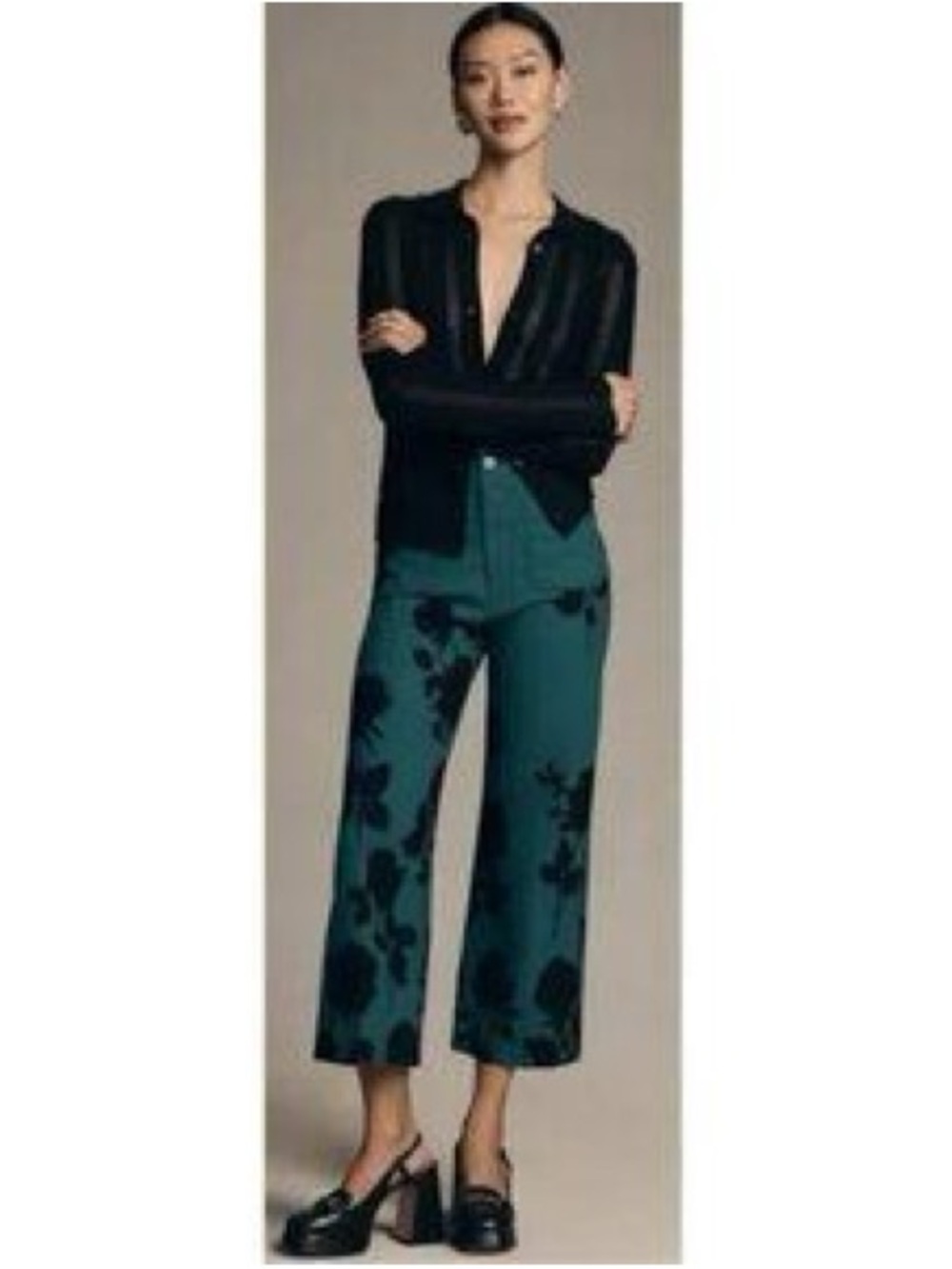Maeve Anthropologie Colette Floral Cropped Pants Sz 24P